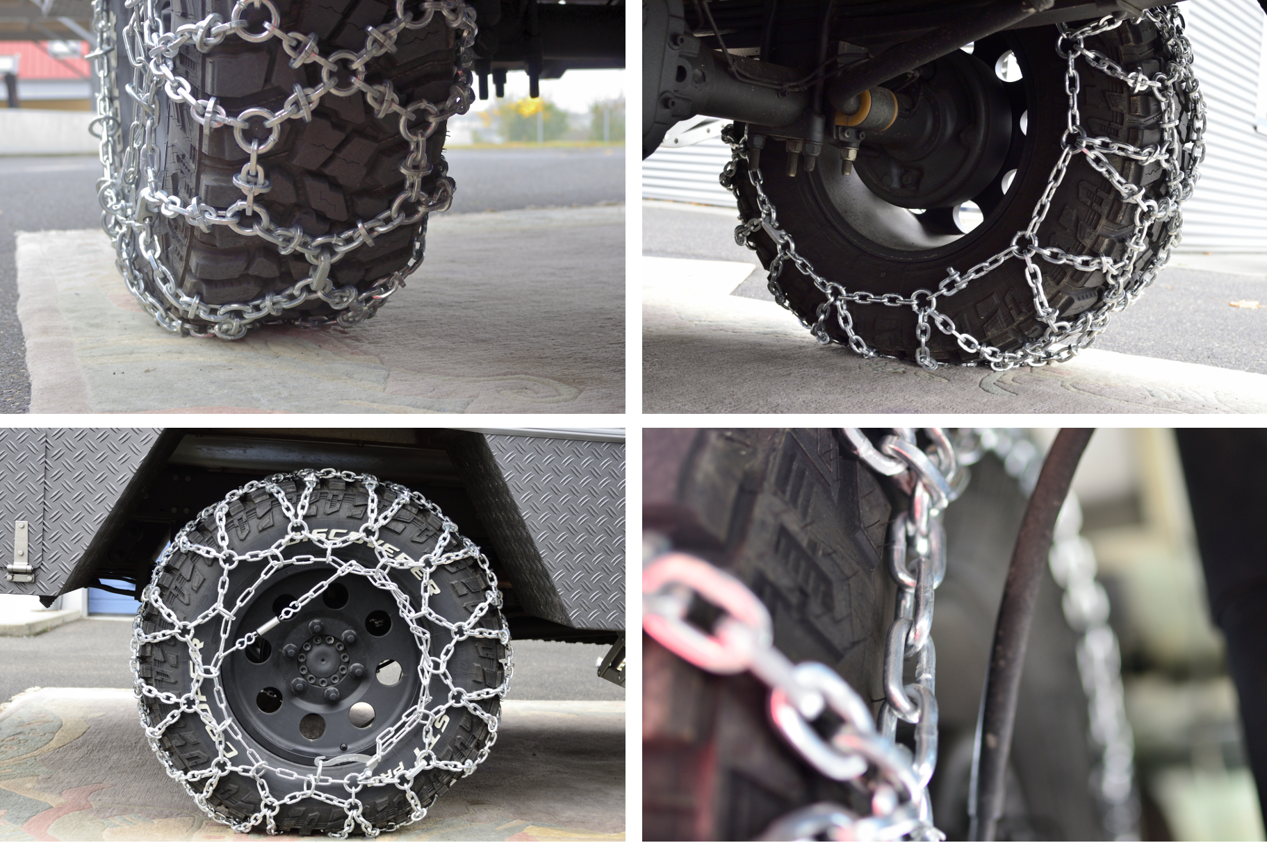 Schneeketten montiert Detailansicht